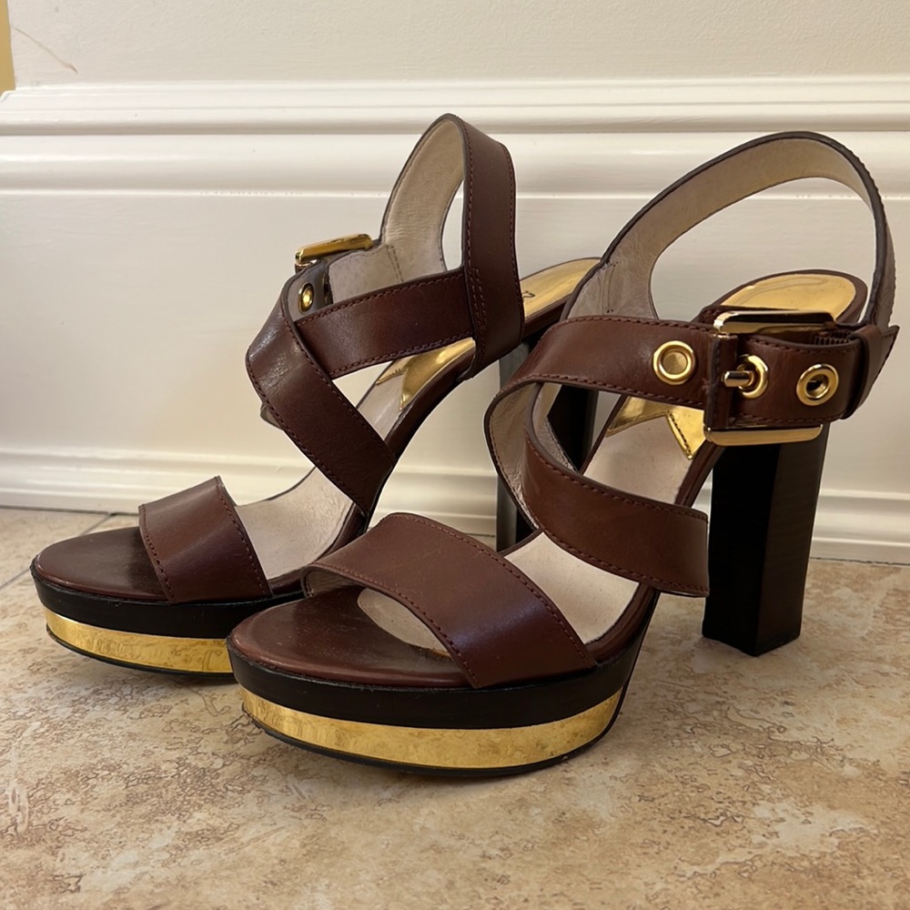 Michael Kors Calder Leather Platform Sandal